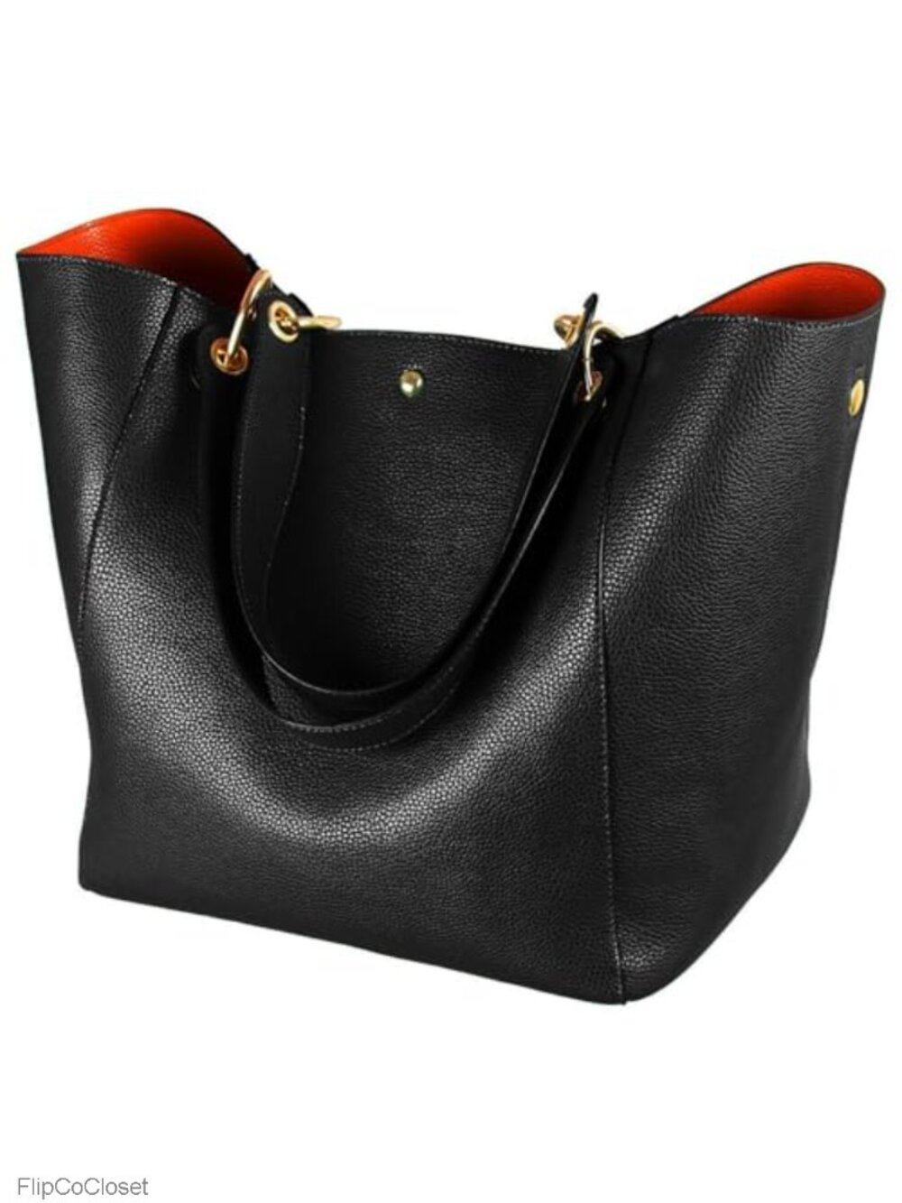 Large Work Tote Bag Faux Leather Vegan Bucket Purse Crossbody Shoulder Handbag
